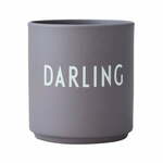 Siva porcelanasta skodelica Design Letters Darling, 300 ml