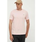 Bombažna kratka majica Gant roza barva - roza. Kratka majica iz kolekcije Gant, izdelana iz tanke, elastične pletenine. Model iz izjemno udobne bombažne tkanine.