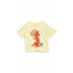 Otroška bombažna kratka majica Mini Rodini rumena barva - rumena. Otroške kratka majica iz kolekcije Mini Rodini. Model izdelan iz tanke, rahlo elastične pletenine.