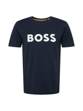 Bombažna kratka majica BOSS BOSS CASUAL - mornarsko modra. Kratka majica iz kolekcije BOSS. Model izdelan iz tanke
