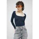 Pulover Abercrombie & Fitch ženski, mornarsko modra barva - mornarsko modra. Pulover iz kolekcije Abercrombie & Fitch. Model z okroglim izrezom, izdelan iz enobarvne pletenine. Izjemno mehek material.