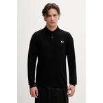 Bombažna majica z dolgimi rokavi Fred Perry črna M6006