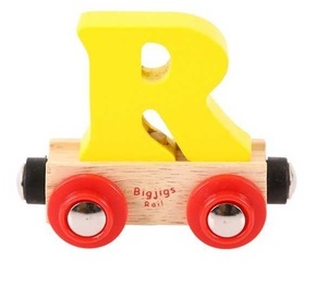 Leseni železniški tiri Bigjigs Rail Wagon - črka R