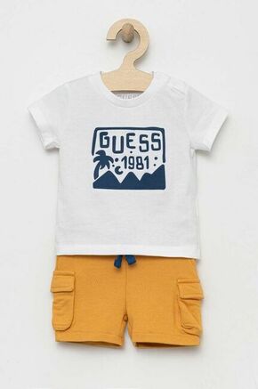 Otroški bombažni komplet Guess bela barva - bela. Komplet za dojenčke iz kolekcije Guess. Model izdelan iz elastične pletenine. Izjemno udoben material