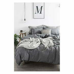 Siva podaljšana bombažna posteljnina za zakonsko posteljo z rjuho 200x220 cm – Mila Home