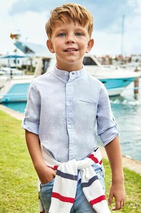 Otroška bombažna srajca Mayoral - modra. Otroški srajca iz kolekcije Mayoral. Model izdelan iz bombažne tkanine.