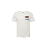 Bombažna kratka majica United Colors of Benetton bela barva - bela. Top za oblikovanje postave iz kolekcije United Colors of Benetton. Model izdelan iz pletenine s potiskom. Izjemno udoben material, izdelan iz naravnih vlaken.