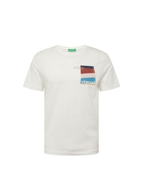 Bombažna kratka majica United Colors of Benetton bela barva - bela. Top za oblikovanje postave iz kolekcije United Colors of Benetton. Model izdelan iz pletenine s potiskom. Izjemno udoben material