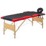 vidaXL Zložljiva masažna miza 2-conska les črna in rdeča