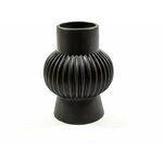 MHOME rebrasta vaza 14,6x18,8cm, črna, keramika