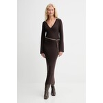 Obleka z dodatkom volne MICHAEL Michael Kors rjava barva, MF5835G4VR - rjava. Obleka iz kolekcije MICHAEL Michael Kors. Model izdelan iz enobarvne pletenine. Zaradi svoje visoke termoregulacijske sposobnosti vam volna pomaga ohranjati toploto, ko...