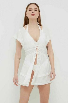 Obleka za na plažo Hollister Co. bela barva - bela. Obleka za na plažo iz kolekcije Hollister Co. Model izdelan iz zračne tkanine. Tanek