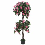 vidaXL Umetni rododendron v loncu 155 cm zelene in roza barve