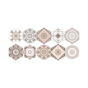 Komplet 10 talnih nalepk Ambiance Floor Stickers Hexagons Cornalina