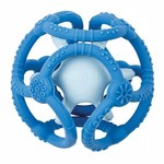 NATTOU Grizljajoča silikonska kroglica 2v1 brez BPA 10 cm modra