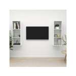 VIDAXL Stenska TV omarica 2 kosa visok sijaj bela iverna plošča
