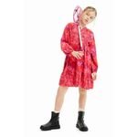 Otroška obleka Desigual rdeča barva - rdeča. Otroški obleka iz kolekcije Desigual. Model izdelan iz vzorčaste tkanine. Lahkoten in prijeten material, namenjen toplejšim letnim časom.