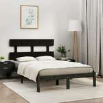 shumee Okvir za posteljo, črna barva, masivni les, 200 x 200 cm