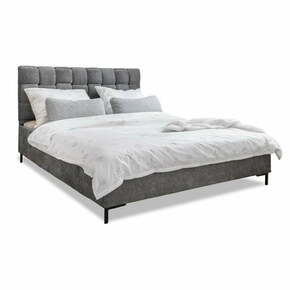 Siva oblazinjena zakonska postelja z letvenim dnom 160x200 cm Eve – Miuform