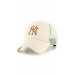 Kapa s šiltom 47brand MLB New York Yankees bež barva - bež. Kapa s šiltom vrste baseball iz kolekcije 47brand. Model izdelan iz materiala z nalepko.