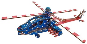 Woodcraft Lesena 3D sestavljanka Ameriški bojni helikopter Apache