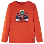 vidaXL Otroška majica z dolgimi rokavi potisk dirkalnikov oranžna 92