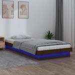 Vidaxl LED posteljni okvir medeno rjav 100x200 cm trden les