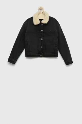 Otroška jakna Tommy Hilfiger črna barva - črna. Otroška Jakna iz kolekcije Tommy Hilfiger. Delno podloženi model izdelan iz jeansa.