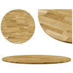 VIDAXL Površina za mizo trden hrastov les okrogla 23 mm 500 mm