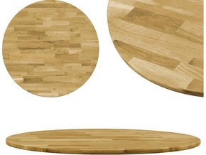 VIDAXL Površina za mizo trden hrastov les okrogla 23 mm 500 mm