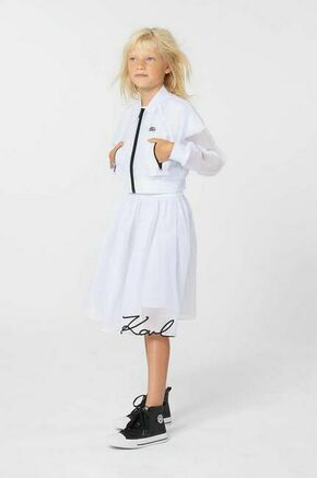 Otroška jakna Karl Lagerfeld bela barva - bela. Otroški jakna iz kolekcije Karl Lagerfeld. Nepodložen model
