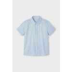 Otroška bombažna srajca Mayoral - modra. Otroški srajca iz kolekcije Mayoral, izdelana iz vzorčaste tkanine. Model iz zračne bombažne tkanine.