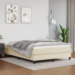 vidaXL Box spring postelja z vzmetnico krem 140x190 cm umetno usnje