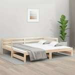 Greatstore Izvlečna dnevna postelja 2x(90x190) cm trdna borovina