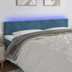 Greatstore LED posteljno vzglavje temno modro 160x5x78/88 cm žamet