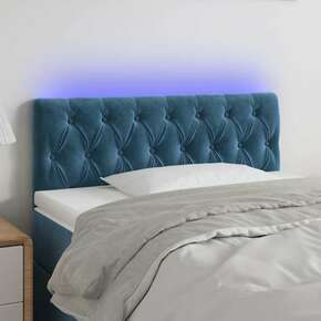 Greatstore LED posteljno vzglavje temno modro 90x7x78/88 cm žamet