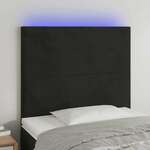 Vidaxl LED posteljno vzglavje črno 80x5x118/128 cm žamet