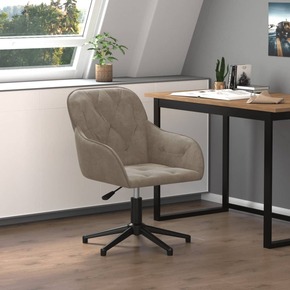 Vidaxl Vrtljiv pisarniški stol svetlo siv žamet