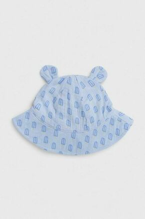 Bombažna kapa za dojenčke United Colors of Benetton - modra. Klobuk za dojenčka iz kolekcije United Colors of Benetton. Model izdelan iz vzorčaste tkanine.