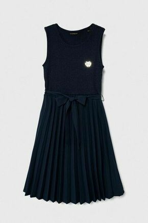 Otroška obleka Guess mornarsko modra barva - mornarsko modra. Otroški obleka iz kolekcije Guess. Model izdelan iz kombinacija dveh različnih materialov. Zelo elastičen material zagotavlja popolno svobodo gibanja.