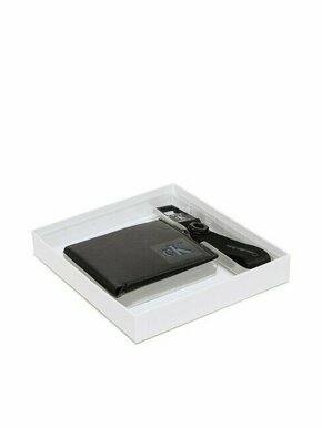 Calvin Klein Jeans Set denarnica in obesek za ključe B/Fold W/Coin+Carabiner Keyfob K50K510164 Črna