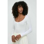 Majica z dolgimi rokavi Pinko ženska, bela barva, 103569 A1X4 - bela. Majica z dolgimi rokavi iz kolekcije Pinko, izdelana iz tanke, elastične pletenine. Model iz izjemno udobne tkanine z visoko vsebnostjo bombaža.