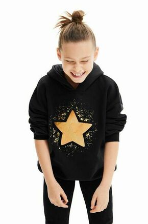 Otroški bombažen pulover Desigual črna barva