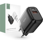 Tech-protect Dual Port sieťová polnilnik USB / USB-C 20W PD QC, črna