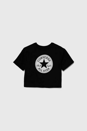 Otroška kratka majica Converse črna barva - črna. Otroške kratka majica iz kolekcije Converse. Model izdelan iz tanke