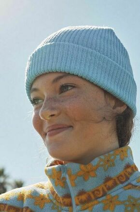 Otroška kapa Roxy ISLAND FOX GIRL HDWR - modra. Otroška kapa iz kolekcije Roxy. Model izdelan iz enobarvne pletenine.
