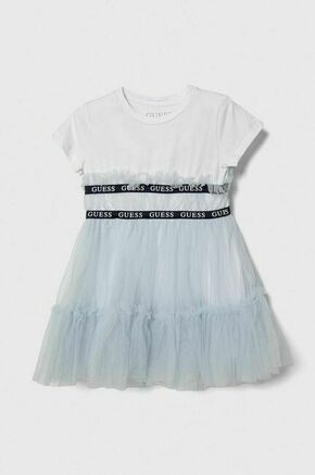 Otroška obleka Guess - modra. Otroški Lahkotna obleka iz kolekcije Guess. Model izdelan iz nežnega