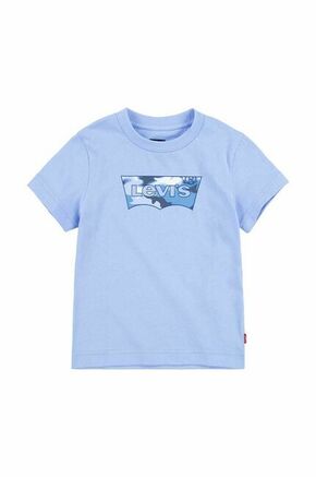 Otroška bombažna kratka majica Levi's - modra. Otroške kratka majica iz kolekcije Levi's. Model izdelan iz tanke