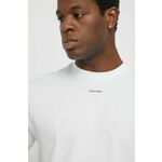 Bombažna kratka majica Calvin Klein moški, bela barva - bela. Kratka majica iz kolekcije Calvin Klein, izdelana iz enobarvne pletenine. Model iz zračne bombažne tkanine.