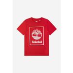 Otroška bombažna kratka majica Timberland Short Sleeves Tee-shirt rdeča barva - rdeča. Otroška kratka majica iz kolekcije Timberland, izdelana iz bombažne pletenine. Model iz mehke in na otip prijetne tkanine.